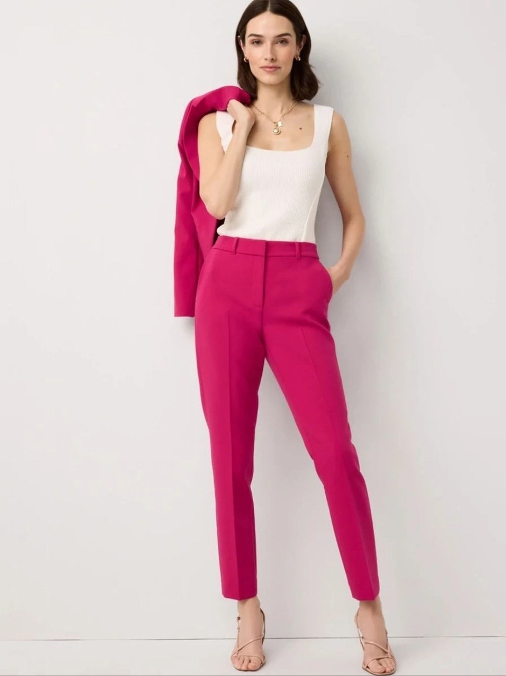 White House Black Market Tailored Comfort Stretch Pink Slim Trousers NWT Size 2